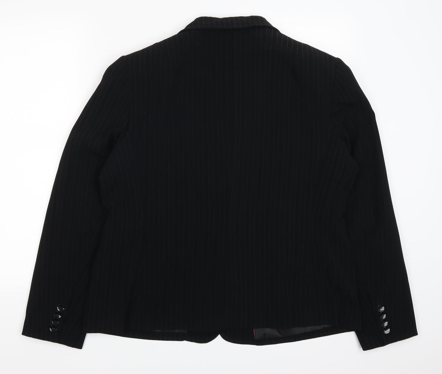 AMARANTO Womens Black Striped  Jacket Suit Jacket Size 18