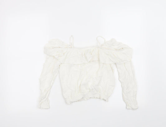 H&M Girls White   Basic Blouse Size 10 Years