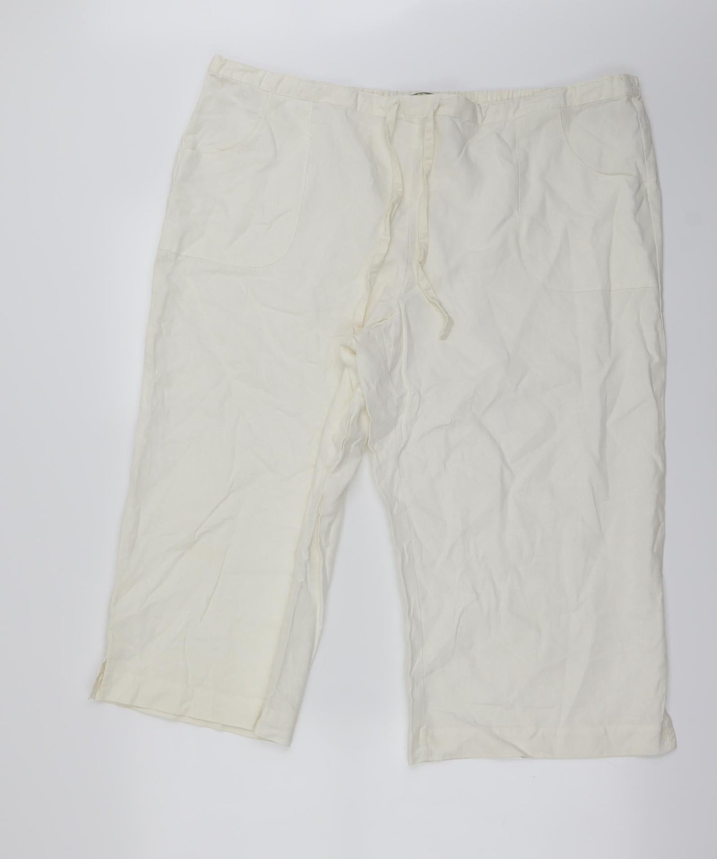 Preworn Womens Ivory   Cropped Trousers Size 34 in L20 in