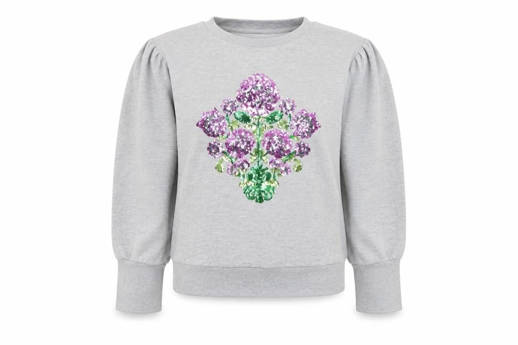 Front view of CHORUS women’s grey pullover sweatshirt, size XS
