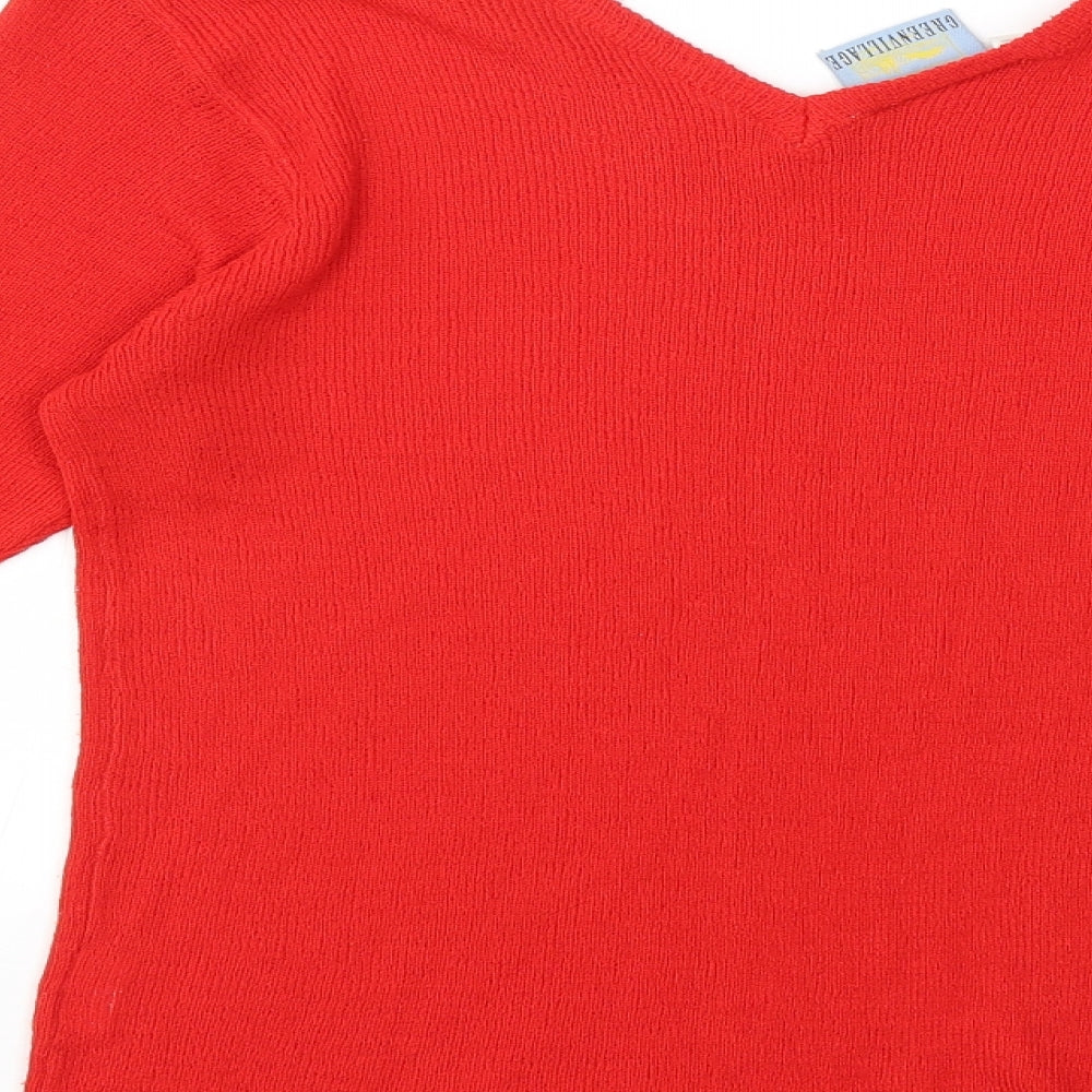 Greenvillage Womens Red  Knit Pullover Jumper Size XL