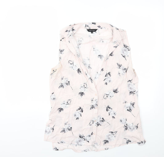 New Look Womens Pink Floral  Basic Blouse Size 12