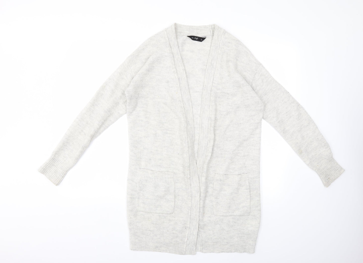F&F Womens Grey  Knit Cardigan Jumper Size 6