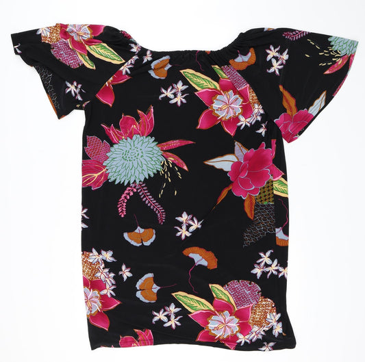 Cherry Lane Womens Black Floral  Shift  Size L
