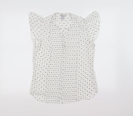H&M Womens White Geometric  Basic Blouse Size 36