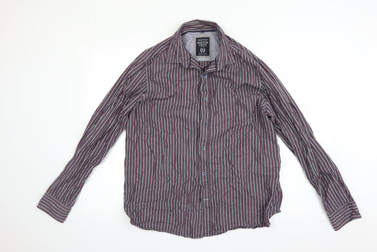 Boston crew Mens Multicoloured Striped   Button-Up Size L