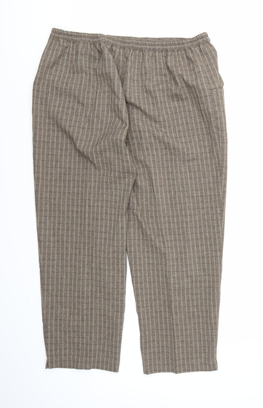 Essential Collection Womens Brown Check Rayon Trousers  Size 18 L24 in