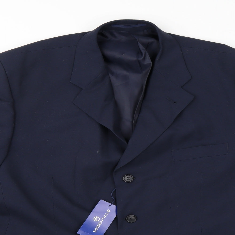 Essentials Mens Blue  Rayon Jacket Suit Jacket Size 44