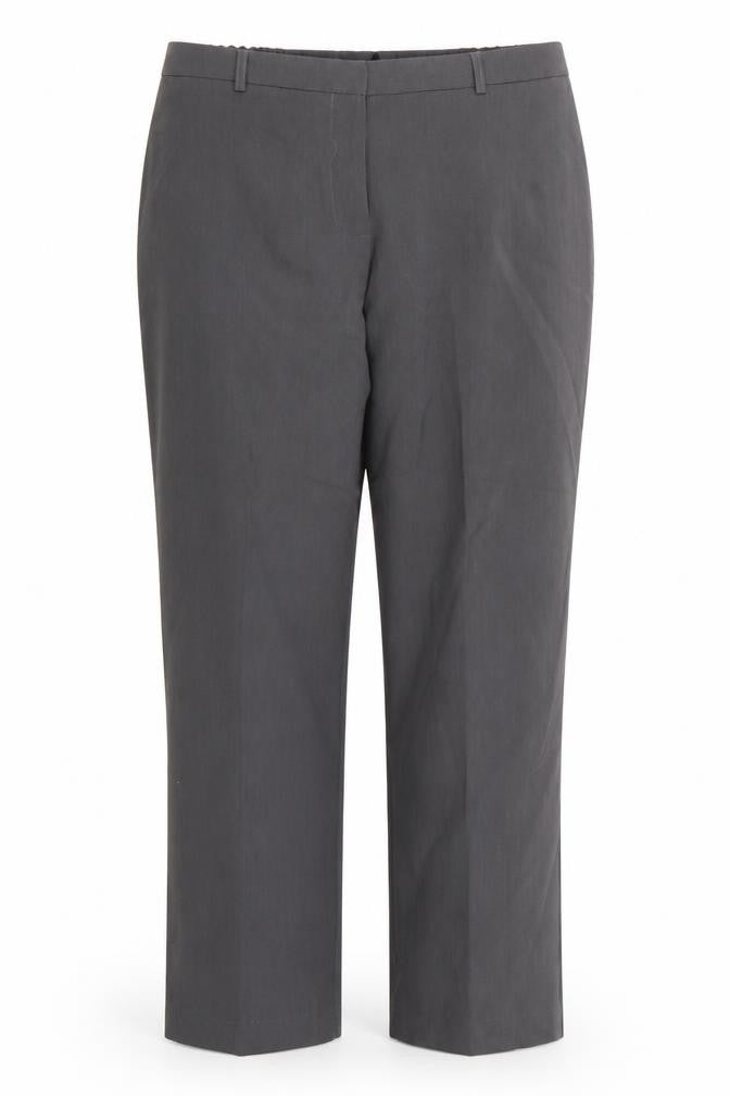 Front view of Essentials Collection women’s grey rayon trousers, size UK 18, 26-inch leg