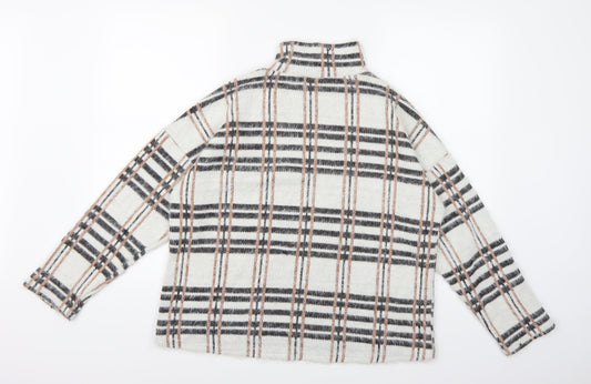 M&Co Womens White Check Knit Pullover Jumper Size 14