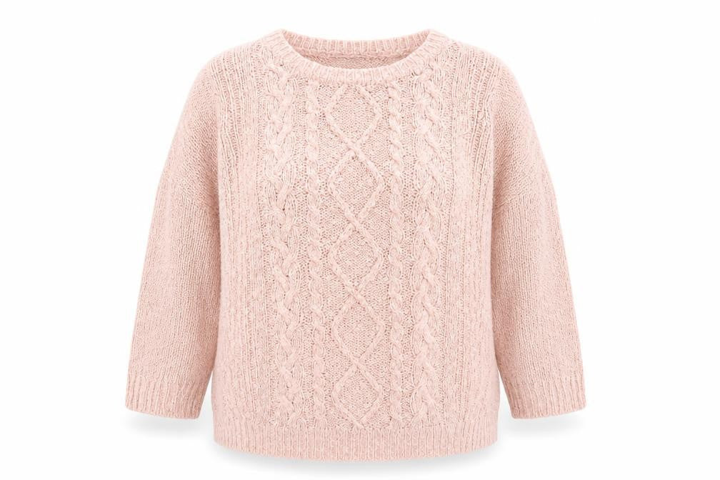Front view of BHS women’s pink jumper, size UK 18