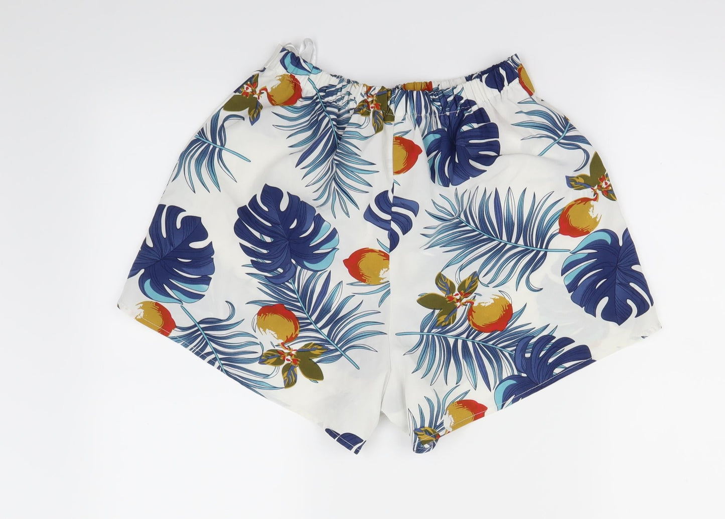 Preworn Womens White Floral  Paperbag Shorts Size S