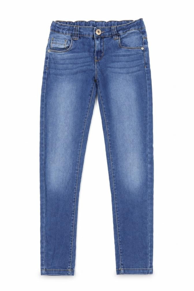 Front view of Miss Evie girls’ blue skinny jeans, size 12, years