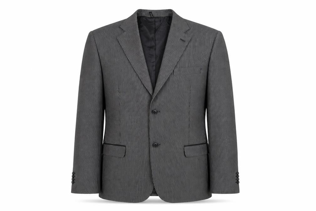 Front view of vincent trade men’s black check jacket suit jacket, size 40, - made in italy