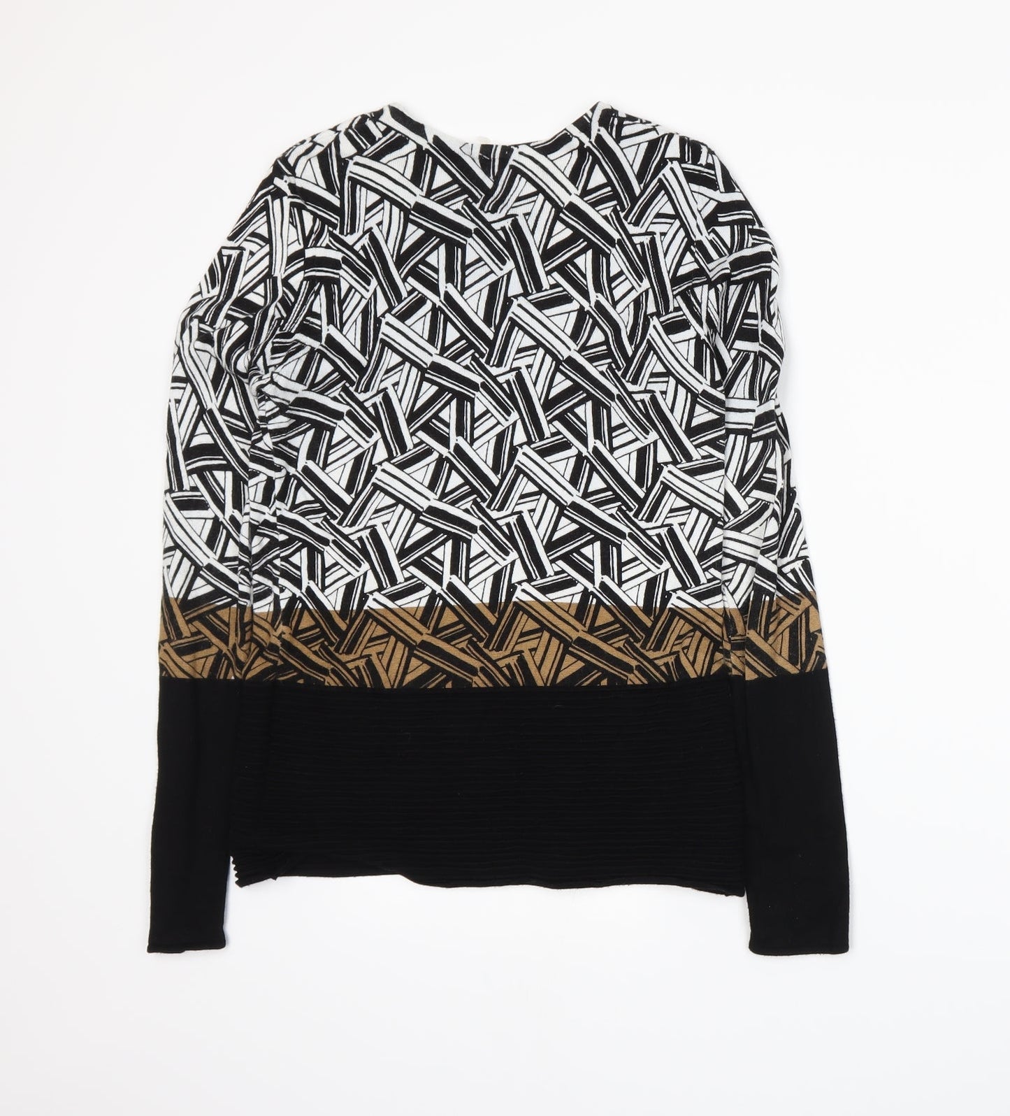 Preworn Womens Black Geometric  Pullover Jumper Size 8