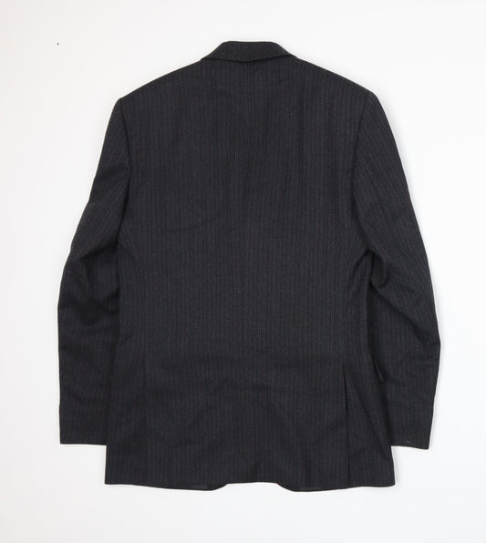 The Label Mens Grey Striped  Jacket Suit Jacket Size S