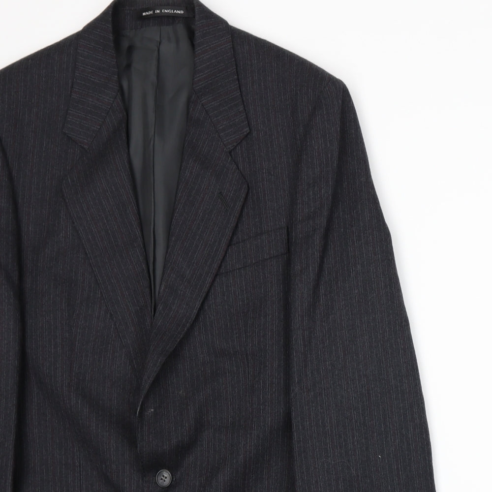 The Label Mens Grey Striped  Jacket Suit Jacket Size S