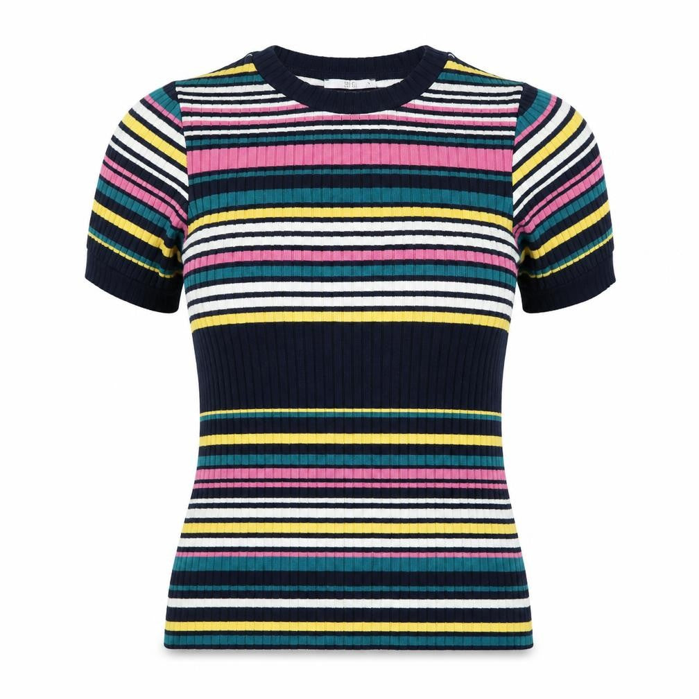 Front view of edc by Esprit women’s multicoloured striped jumper, size XS