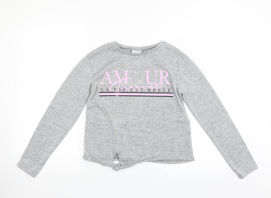 Matalan Girls Grey   Pullover Jumper Size 11 Years