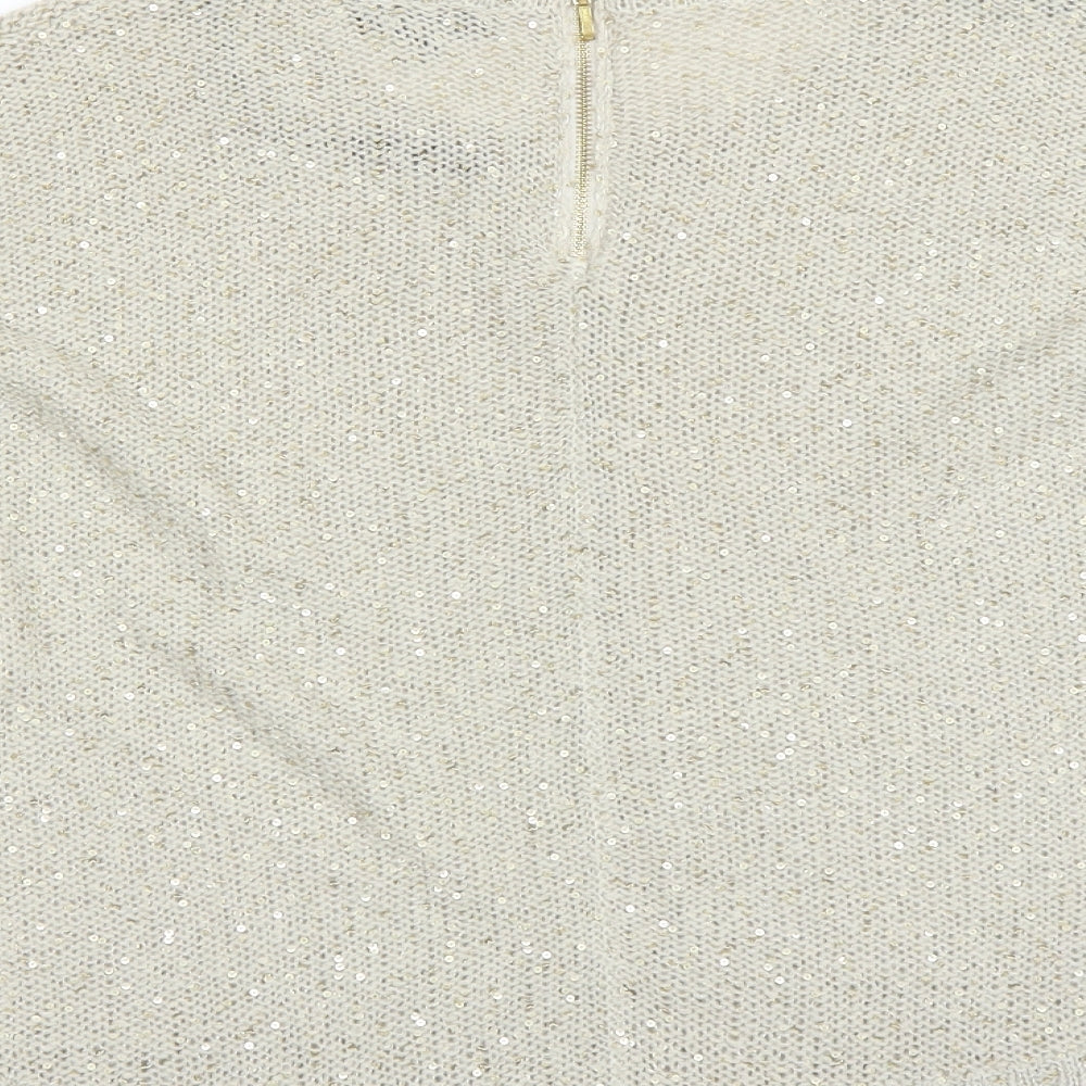 Warehouse Womens Gold   Pullover Jumper Size 14  - sequin