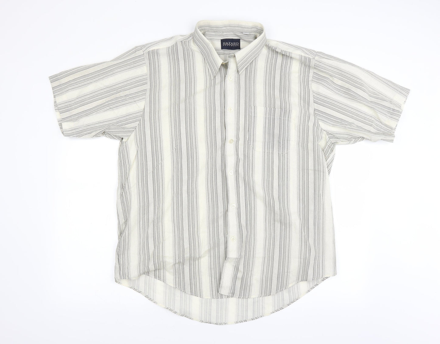 Hazard Menswear Mens Ivory Striped   Button-Up Size XL