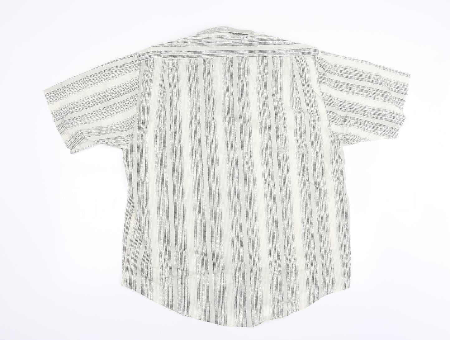 Hazard Menswear Mens Ivory Striped   Button-Up Size XL