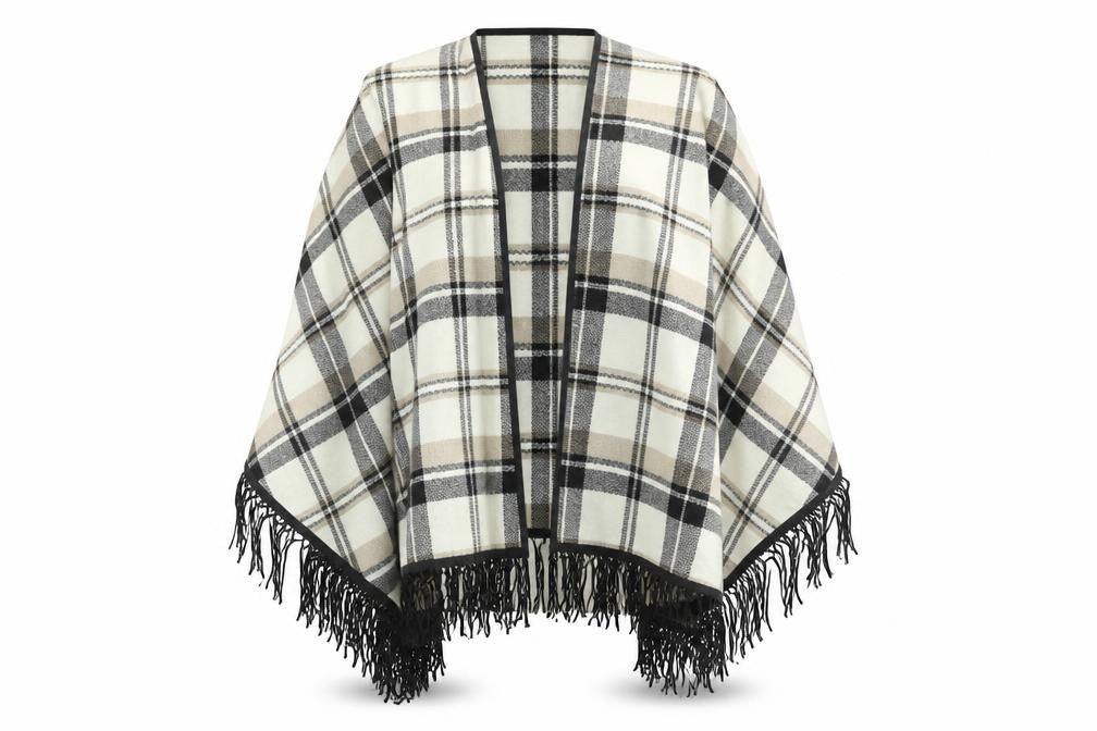 Front view of Preworn women’s ivory check jacket one size