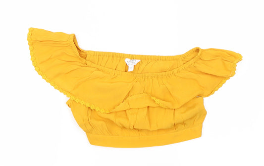 Preworn Womens Yellow   Cropped Blouse Size 12