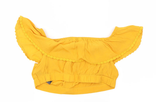 Preworn Womens Yellow   Cropped Blouse Size 12