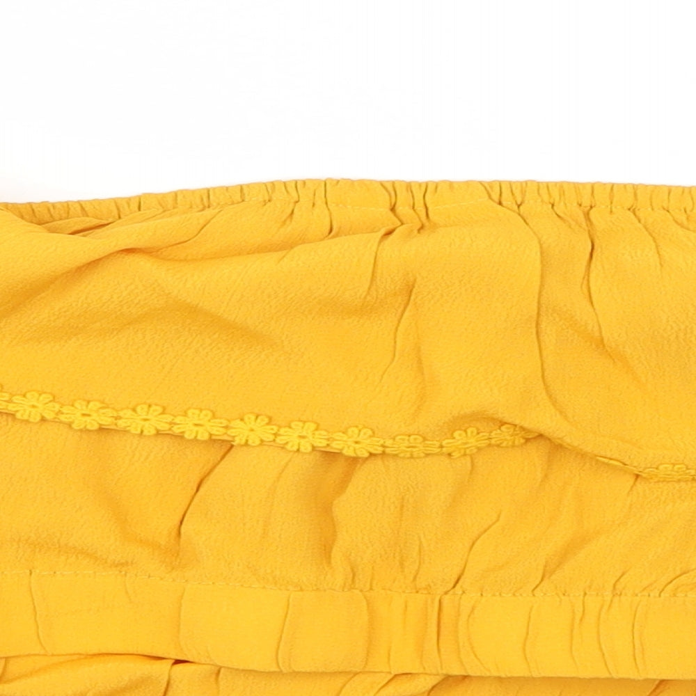 Preworn Womens Yellow   Cropped Blouse Size 12