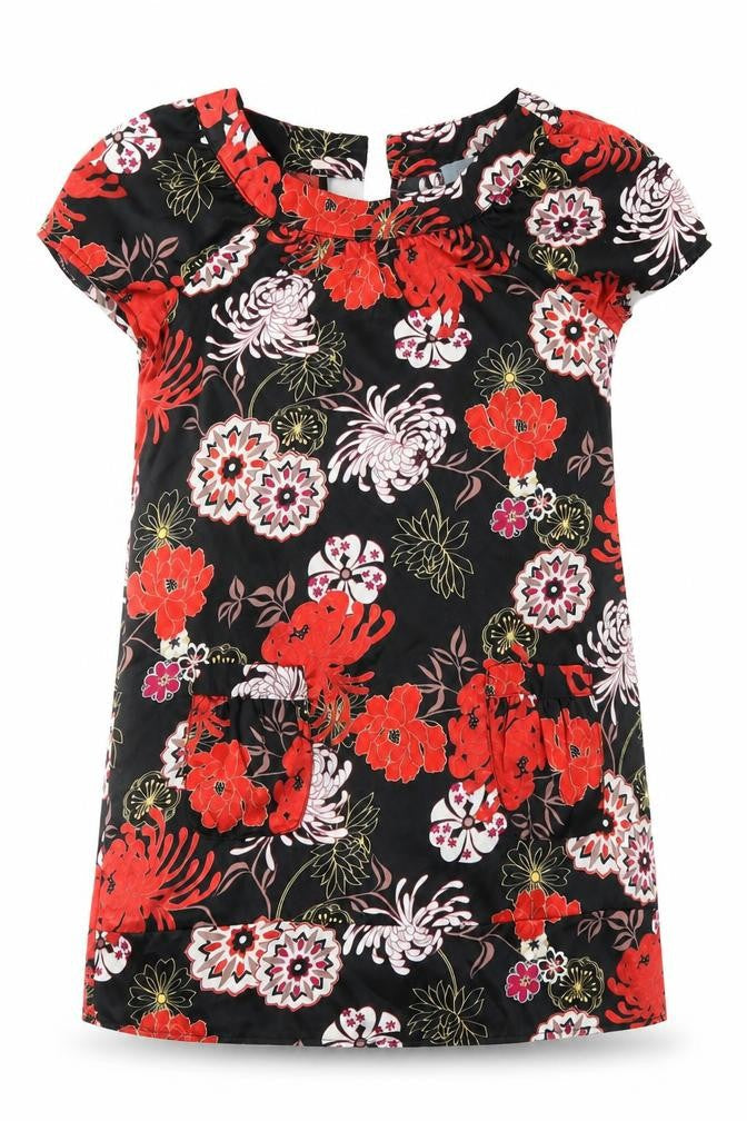 Front view of Debenhams girls’ black floral basic blouse, size 7, years