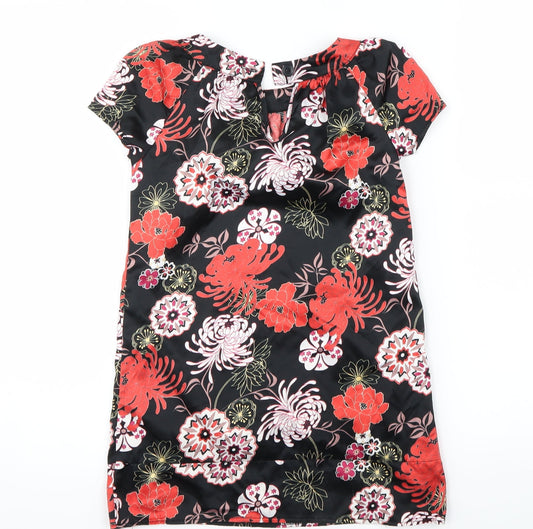 Debenhams Girls Black Floral  Basic Blouse Size 7 Years