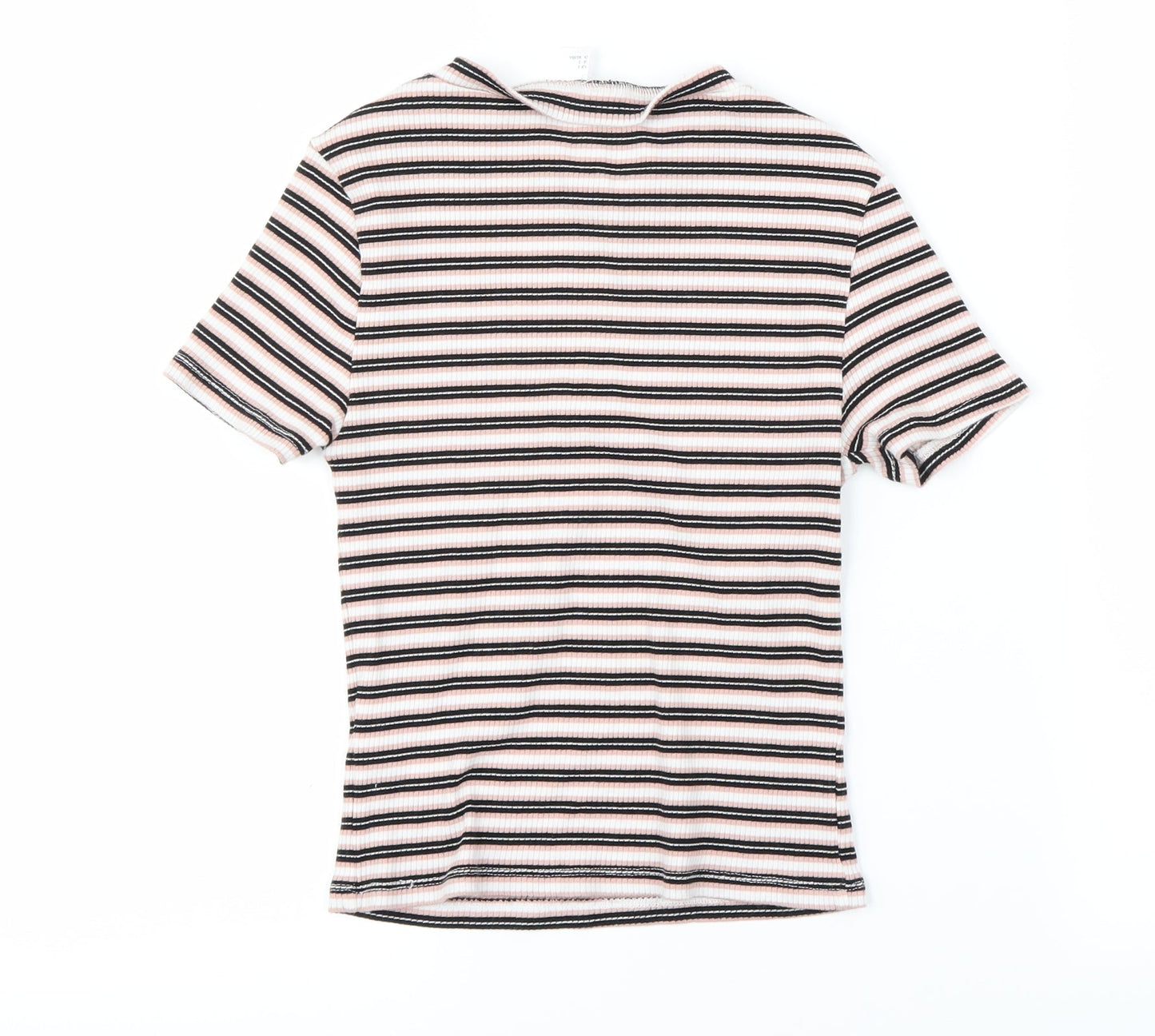 Preworn Womens Pink Striped  Cropped T-Shirt Size S