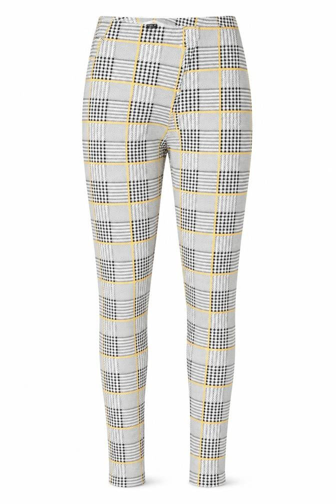 Front view of SHEIN women’s grey check jegging leggings, size XS, 24-inch leg