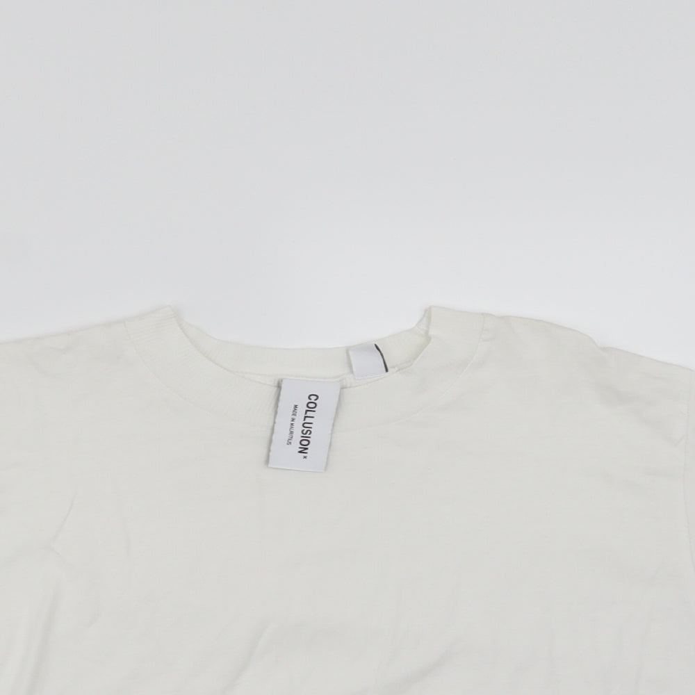 COLLUSION Womens White   Basic T-Shirt Size 10