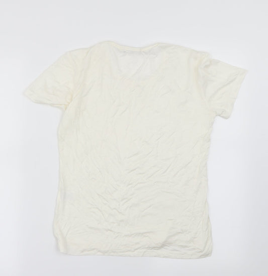 julie mode Womens White   Basic T-Shirt Size L
