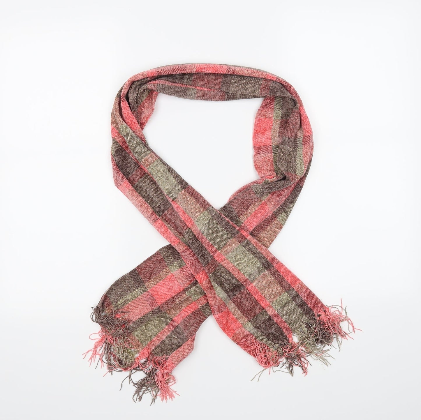 Preworn Womens Pink Check   Scarf
