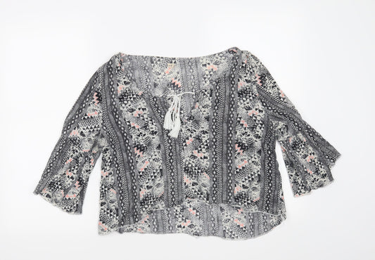 Hollister Womens Black Geometric  Basic Blouse Size L
