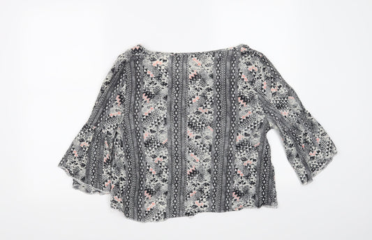 Hollister Womens Black Geometric  Basic Blouse Size L