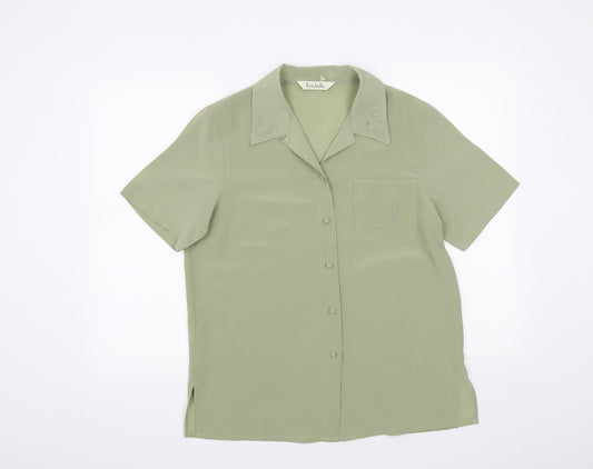 Isabelle Womens Green Floral  Basic Blouse Size 10