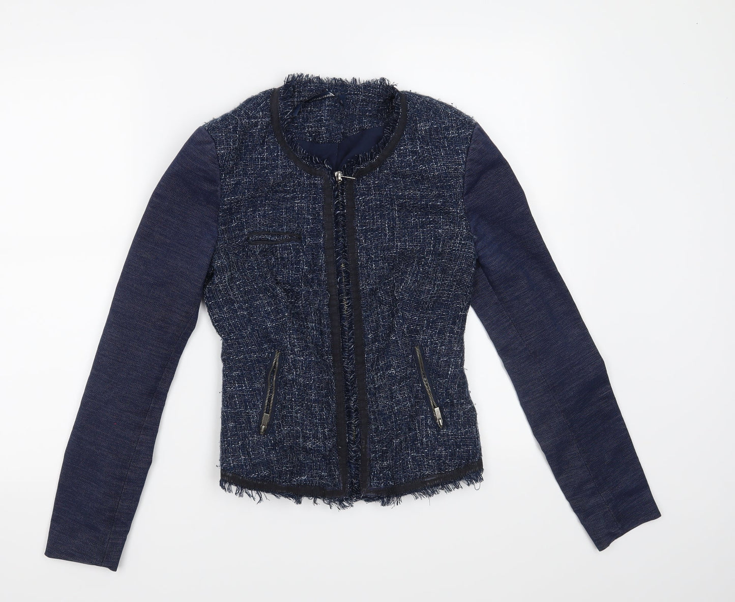 Stradivarius Womens Blue Geometric  Jacket Blazer Size S