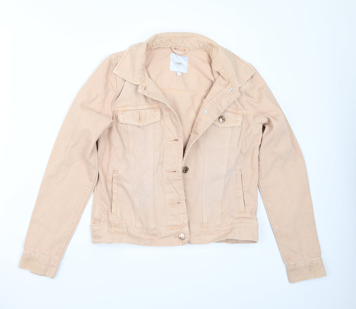 Additional front view of Next women’s pink gilet coat, size UK 6