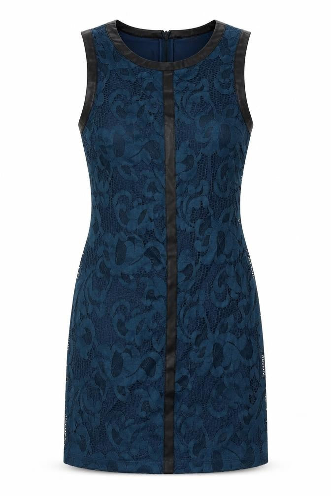 Front view of Tart women’s blue lace pencil dress, size L