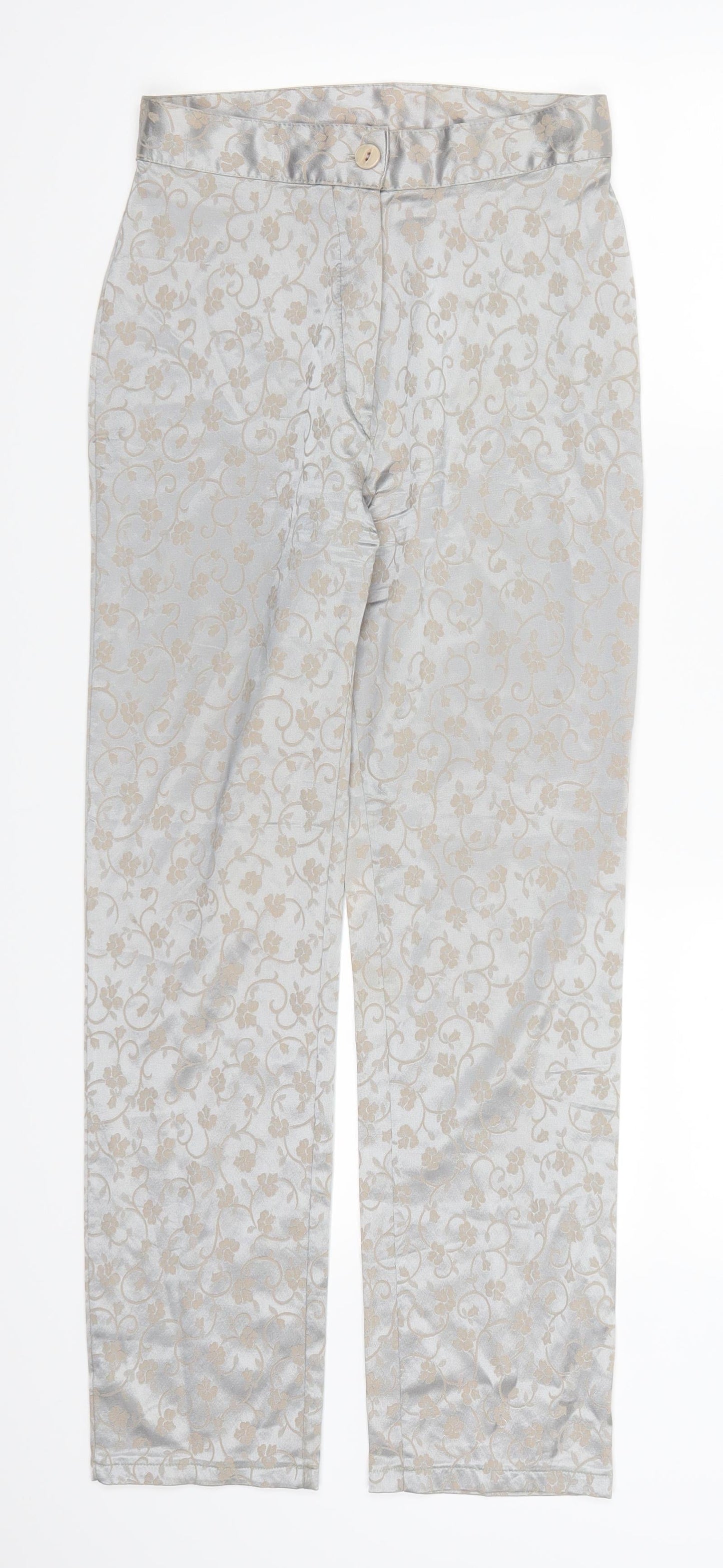Preworn Womens Silver Floral  Trousers  Size 26 in L26 in