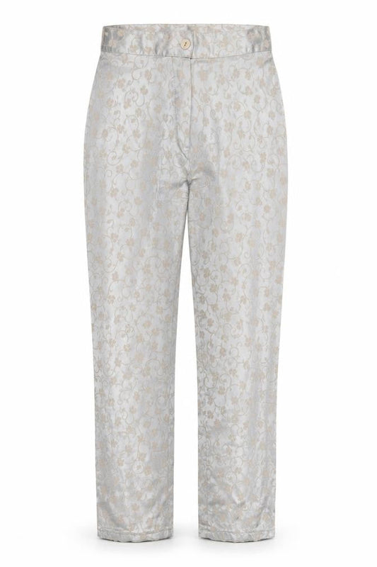 Preworn Womens Silver Floral  Trousers  Size 26 in L26 in