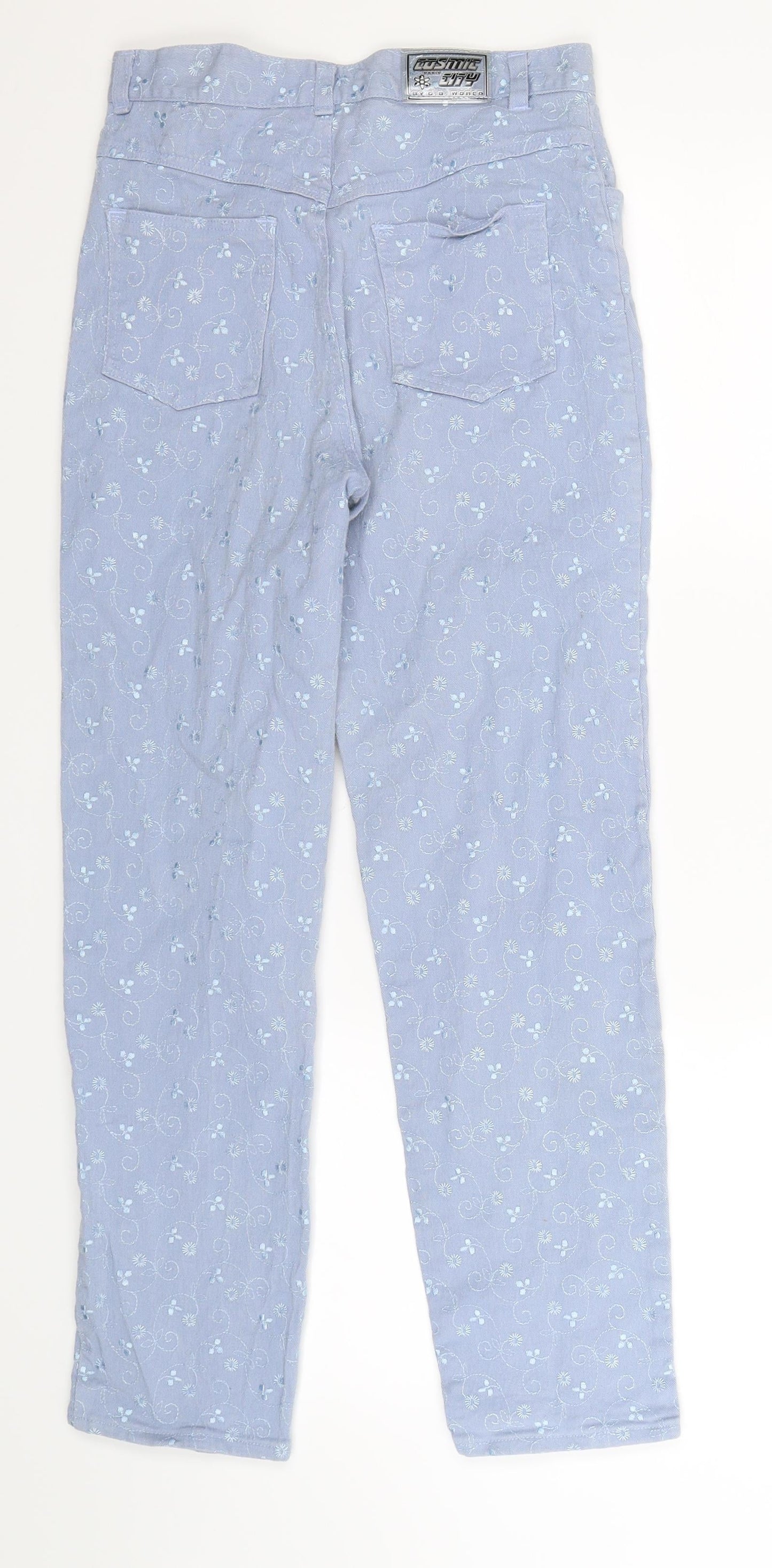 Preworn Womens Blue Floral Denim Skinny Jeans Size 25 in L28 in