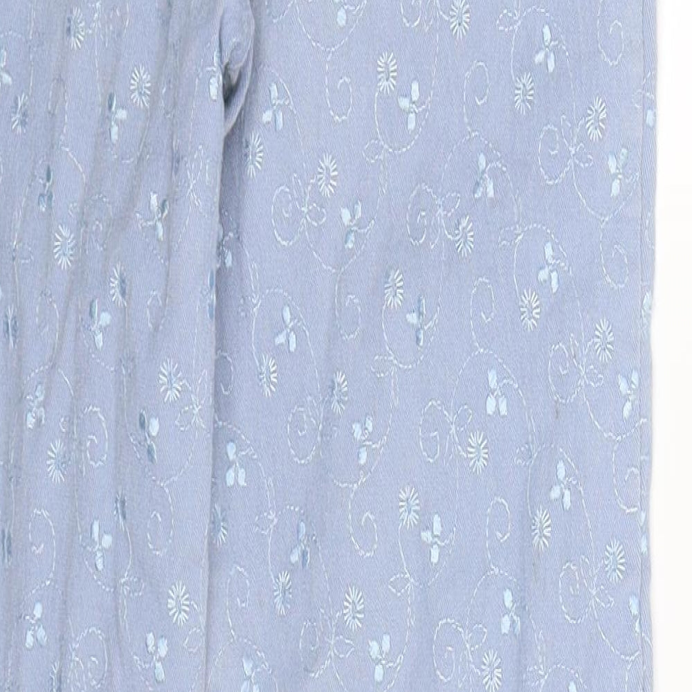 Preworn Womens Blue Floral Denim Skinny Jeans Size 25 in L28 in