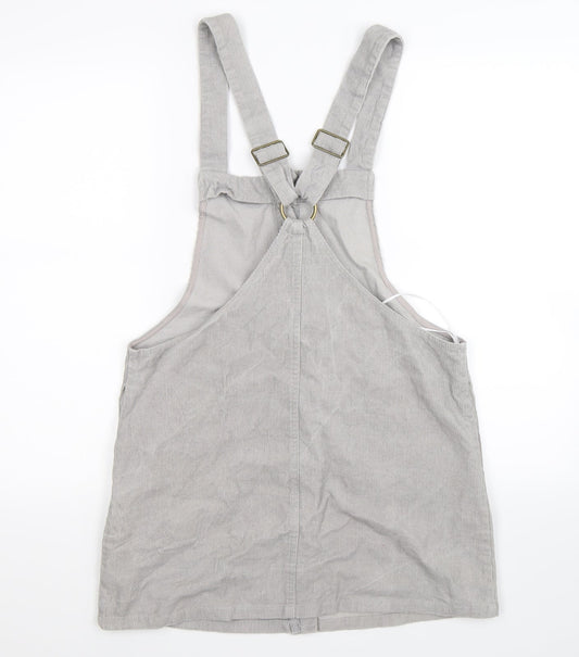 house of sienna Womens Grey Striped Corduroy Dungaree One-Piece Size 10