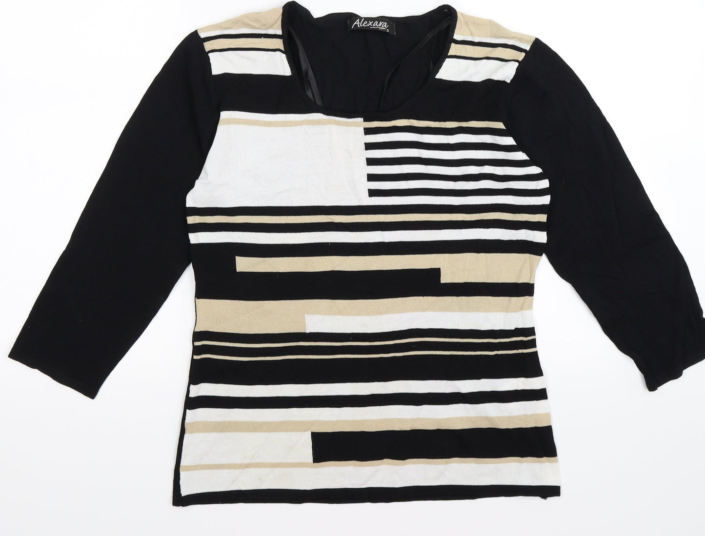 Alexandra Womens Black Striped Knit Pullover Jumper Size S