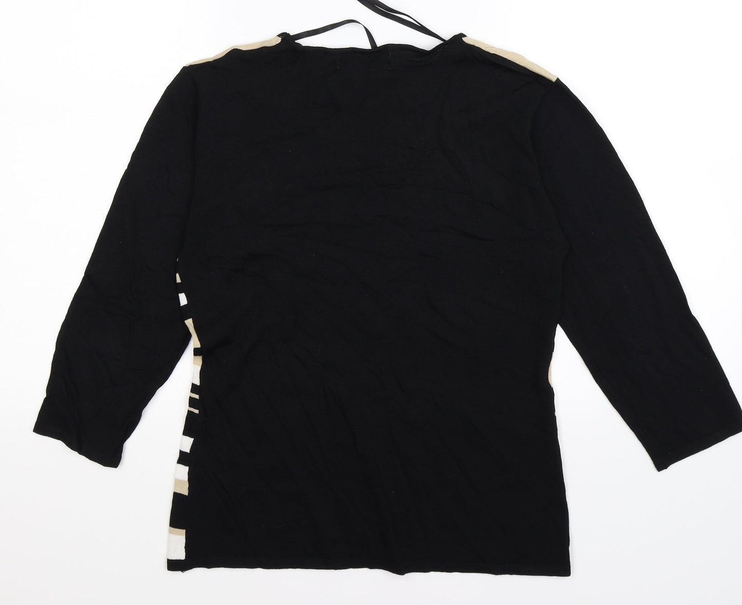 Alexandra Womens Black Striped Knit Pullover Jumper Size S